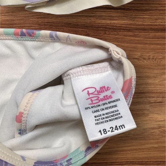 Ruffle Butts Striped and Floral Kids Bikini - Purple and White Size 18-24 Months - Picture 8 of 8